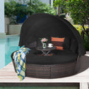 Patio Round Daybed Rattan Furniture Sets with Canopy