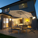 10 Feet 360° Rotation Solar Powered LED Patio Offset Umbrella without Weight Base-Gray