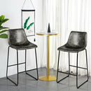 Set of 2 Bar Stool Faux Suede Upholstered Chairs