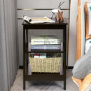 3-Tier Nightstand End Table with X Design Storage