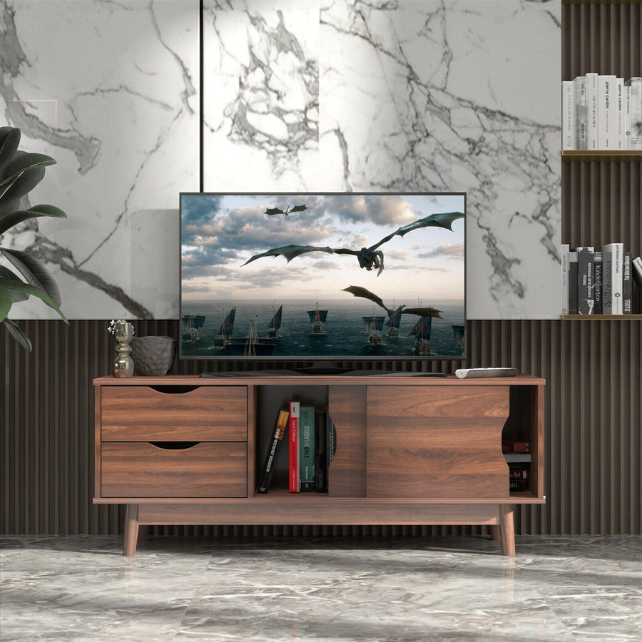 TV Stand for TV up to 60 Inch Media Console Table Storage with Doors
