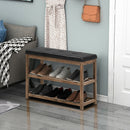 2-Tier Wooden Shoe Rack Bench with Padded Seat