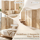 6-Panel Room Divider with Palm Leaf Design - 67" Tall