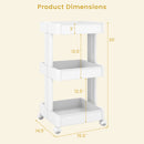 Rolling Utility Cart with Detachable Trays - 3/4 Tier