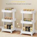 Rolling Utility Cart with Detachable Trays - 3/4 Tier