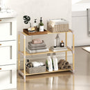 3-Tier Solid Wood Shoe Rack with Slatted Shelves