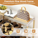 3-Tier Solid Wood Shoe Rack with Slatted Shelves