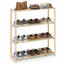 3-Tier Solid Wood Shoe Rack with Slatted Shelves