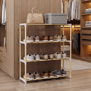 3-Tier Solid Wood Shoe Rack with Slatted Shelves