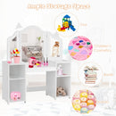 Kids Tri Folding Mirror Makeup Dressing Vanity Table Set-White