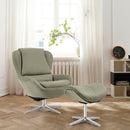 360¬∞ Swivel Leather Lounge Chair with Ottoman and Aluminum Alloy Base