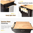 Utility Rolling Storage Cabinet Kitchen Island Cart with Spice Rack