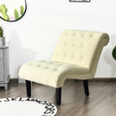 Cotton Linen Fabric Armless Accent Chair with Adjustable Foot Pads