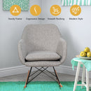 Upholstered Rocking Arm Chair with Solid Steel Wood Leg-Gray