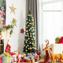 Snowy Artificial Pencil Christmas Tree with Pine Cones
