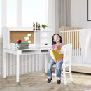 Kids Desk and Chair Set Study Writing Desk with Hutch and Bookshelves-White