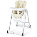 Baby Folding Convertible High Chair with Wheels and Adjustable Height