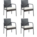 4 Pieces Patio Wicker Rattan Dining Set with Comfy Cushions