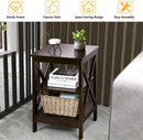 3-Tier X-Design Nightstands with Storage Shelves for Living Room Bedroom