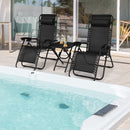 3 Pieces Folding Portable Zero Gravity Reclining Lounge Chairs Table Set