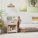 Wooden Nightstand with Drawer and Open Storage Compartment