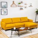 L-Shaped Fabric Sectional Sofa with Chaise Lounge and Solid Wood Legs