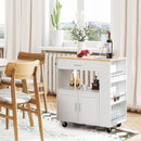 Rolling Kitchen Trolley with 3 Spice Racks Drawer and Open Shelf