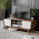 Sliding Door TV Stand with Adjustable Shelf for TVs up to 55 Inch
