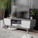 Sliding Door TV Stand with Adjustable Shelf for TVs up to 55 Inch
