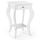 2-Tier End Table with Drawer and Shelf for Living Room Bedroom
