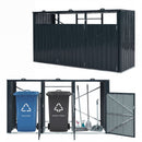 3-Bin Metal Trash Can Storage Shed with Flip-Up Lids for Yard