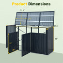 3-Bin Metal Trash Can Storage Shed with Flip-Up Lids for Yard