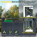 3-Bin Metal Trash Can Storage Shed with Flip-Up Lids for Yard