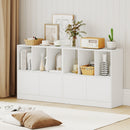 3-Cube Bookcase with Doors 3-Tier Cubic Bookshelf with Open Compartments and Cabinet