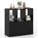 3-Cube Bookcase with Doors 3-Tier Cubic Bookshelf with Open Compartments and Cabinet