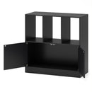 3-Cube Bookcase with Doors 3-Tier Cubic Bookshelf with Open Compartments and Cabinet