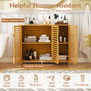 3-Door Bamboo Bathroom Cabinet with Shelves-Natural