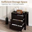 3-Drawer Dresser Wide Chest of Drawers Modern Large Nightstand Closet Storage Organizer-Dark Brown