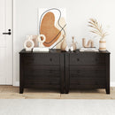 3-Drawer Dresser Wide Chest of Drawers Modern Large Nightstand Closet Storage Organizer-Dark Brown