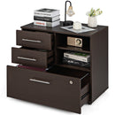 3 Drawer Lateral File Cabinet on Wheels with Storage Shelves