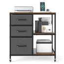 3 Drawer Mobile File Cabinet with Charging Station Rolling Printer Stand with Open Storage Shelves