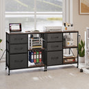 3 Drawer Mobile File Cabinet with Charging Station Rolling Printer Stand with Open Storage Shelves