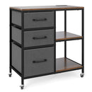 3 Drawer Mobile File Cabinet with Charging Station Rolling Printer Stand with Open Storage Shelves