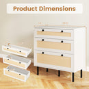 3-Drawer Rattan Nightstand Boho Chest of Drawers for Bedroom