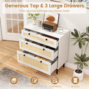3-Drawer Rattan Nightstand Boho Chest of Drawers for Bedroom