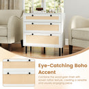 3-Drawer Rattan Nightstand Boho Chest of Drawers for Bedroom