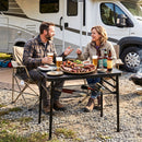 3-Height Folding Camping Table with Large Storage Net & Handle