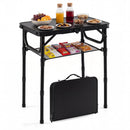3-Height Folding Camping Table with Large Storage Net & Handle