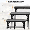 3-Height Folding Camping Table with Large Storage Net & Handle