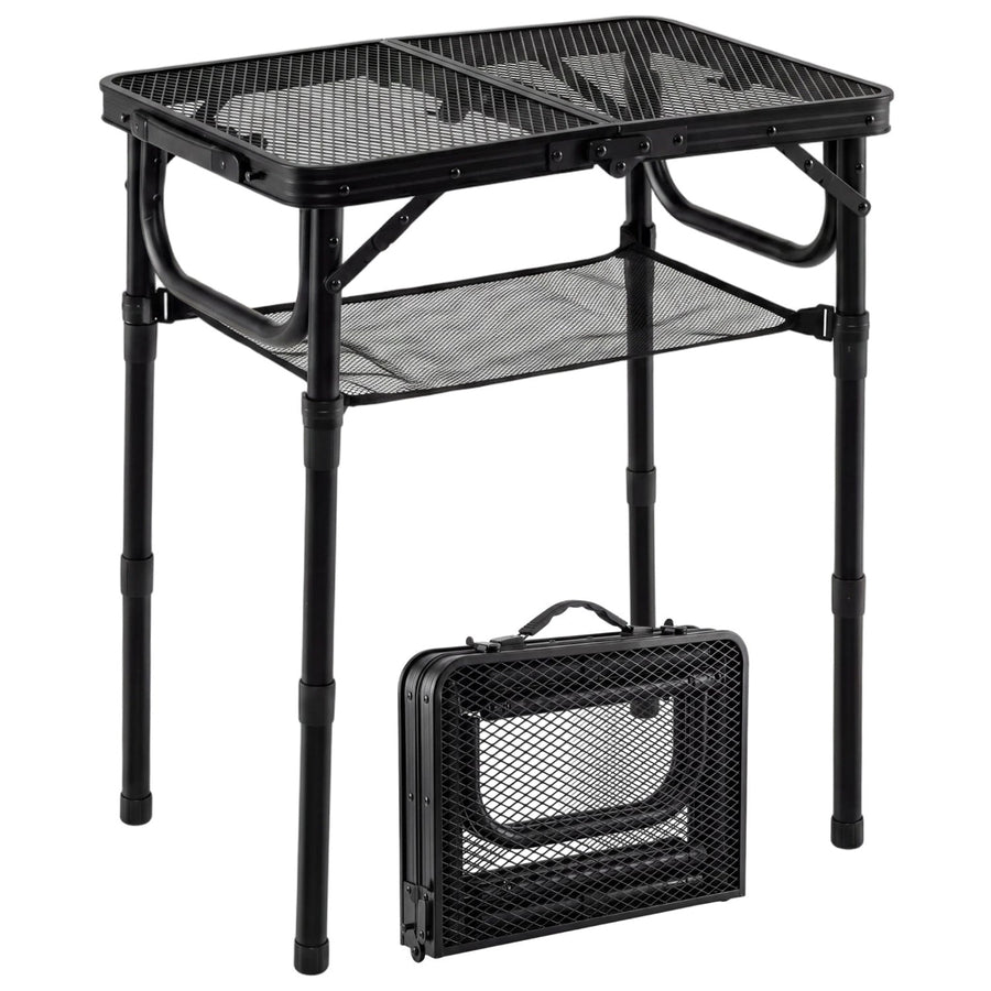 3-Height Folding Picnic Table with Large Storage Net and Handle